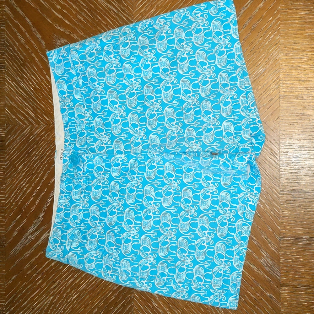 Ladies Crown and Ivy shorts in turquoise with white elephant print  Size…